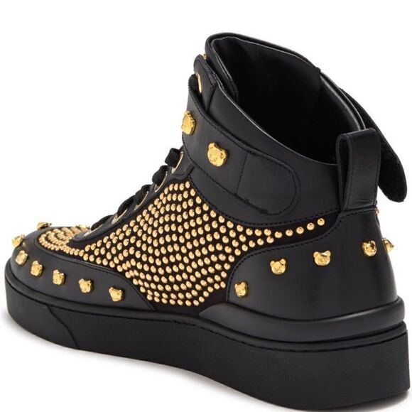 Moschino studded lace up leather up and lining sneaker size 7 and 8 new in box - Picture 3 of 14